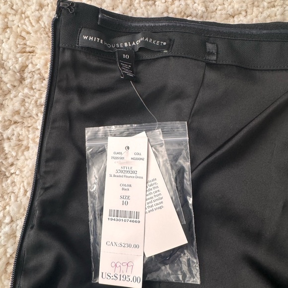 White House Black Market Strapless Black Dress with White Embroidery - Picture 5 of 5